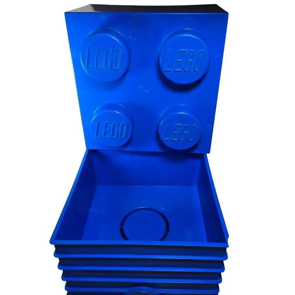 LEGO 4 Stud Royal Blue Storage Brick Cube Stackable Box Container 2012 Great